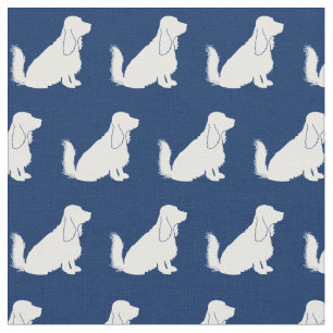 Tecido Silhueta de Cachorro Cocker Spaniel Azul Marinho