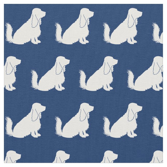 Tecido Silhueta de Cachorro Cocker Spaniel Azul Marinho (Detalhe)