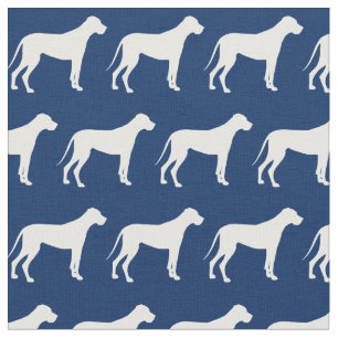 Tecido Silhueta de Cachorro Dogue Alemão Azul Marinho