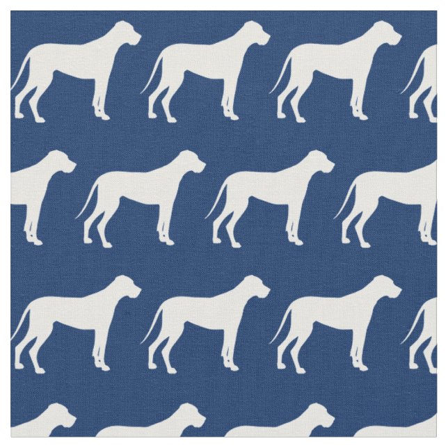 Tecido Silhueta de Cachorro Dogue Alemão Azul Marinho (Detalhe)