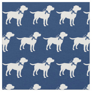 Tecido Silhueta de Cachorro Labrador Retriever Pet Azul M