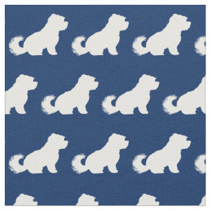 Tecido Silhueta de Cachorro Maltês Pet Azul Marinho