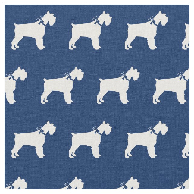 Tecido Silhueta de Cachorro Miniature Schnauzer Azul Mari (Detalhe)