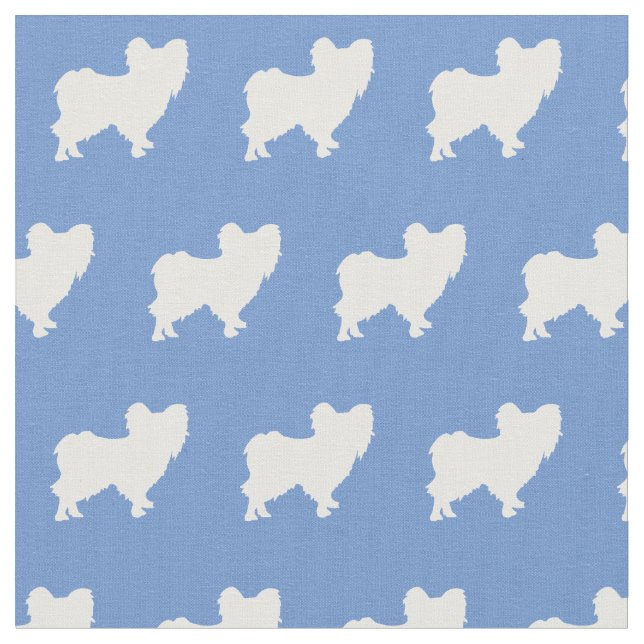 Tecido Silhueta de Cachorro Papillon Azul Claro (Detalhe)