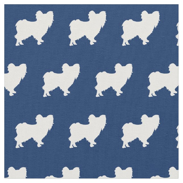 Tecido Silhueta de Cachorro Papillon Azul Marinho (Detalhe)