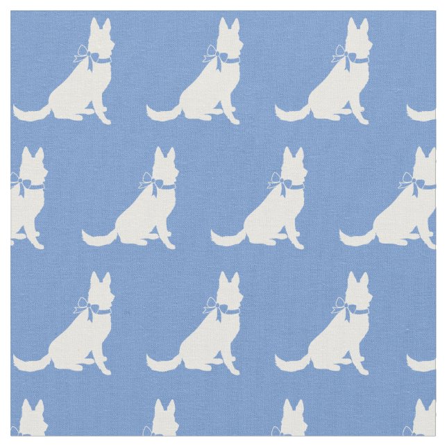 Tecido Silhueta de Cachorro Pastor Alemão Azul Claro (Detalhe)
