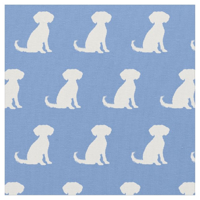 Tecido Silhueta de Cachorro Schnoodle Azul Claro (Detalhe)