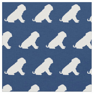 Tecido Silhueta de Cachorro Shar Pei Azul Marinho