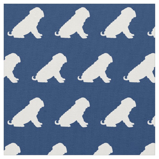 Tecido Silhueta de Cachorro Shar Pei Azul Marinho (Detalhe)