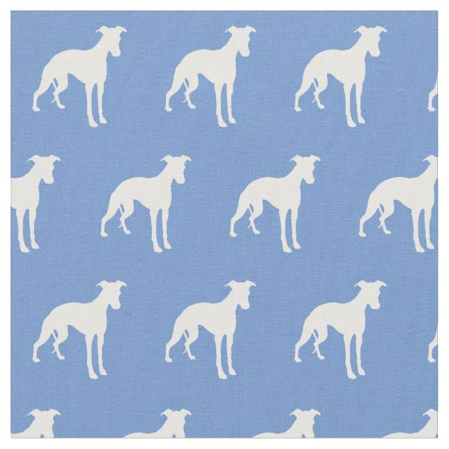 Tecido Silhueta de Cachorro Whippet Azul Claro (Detalhe)