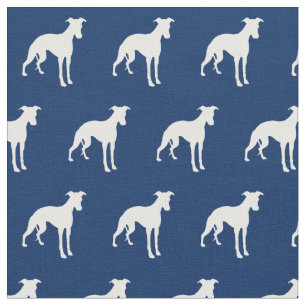 Tecido Silhueta de Cachorro Whippet Azul Marinho