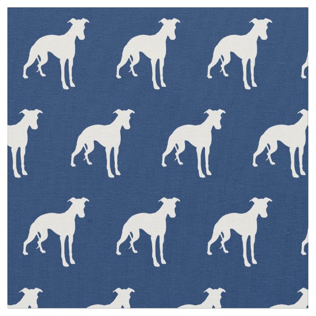 Tecido Silhueta de Cachorro Whippet Azul Marinho (Detalhe)