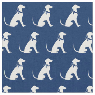Tecido Silhueta de Cão Greyhound Pet Azul Marinho