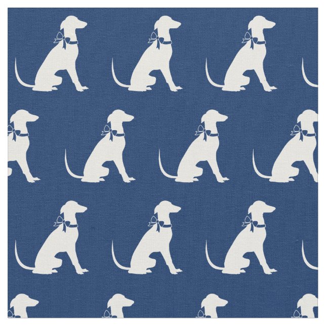 Tecido Silhueta de Cão Greyhound Pet Azul Marinho (Detalhe)