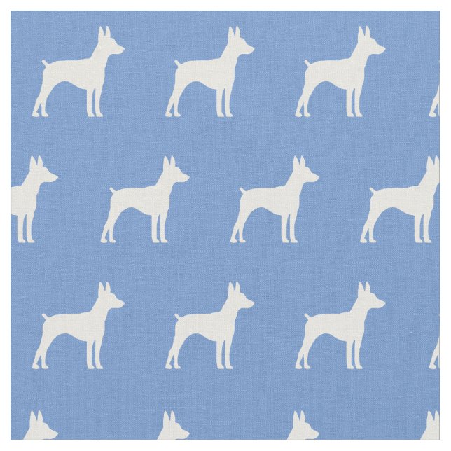 Tecido Silhueta de Cão Terrier Rato Azul Claro (Detalhe)