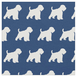 Tecido Silhueta de Cão Terrier Wheaten Azul Marinho