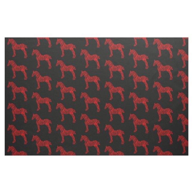Tecido Silhueta de Cavalo Vermelho e Preto (Fat Quarter)