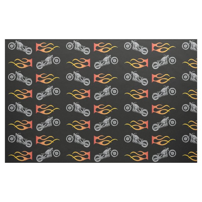 Tecido Silhueta de motocicleta com chama de motociclista (Fat Quarter)
