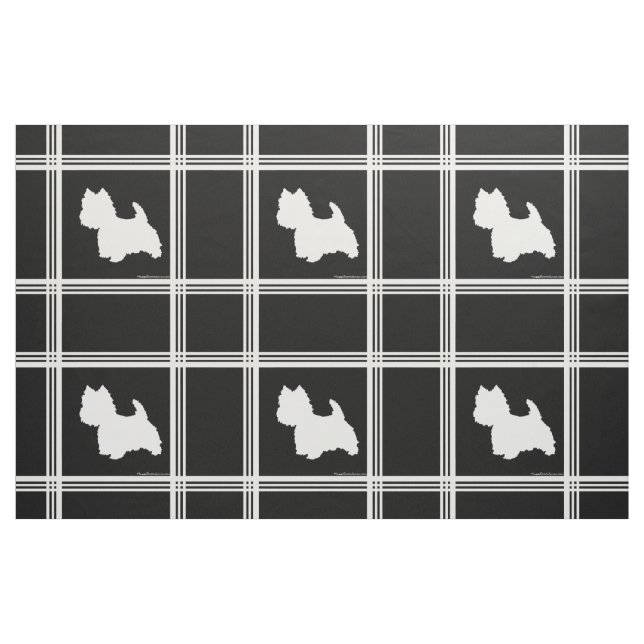 Tecido Silhueta de Westie em Preto (Fat Quarter)