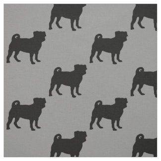 Tecido Silhueta preta do Pug - design simples do vetor
