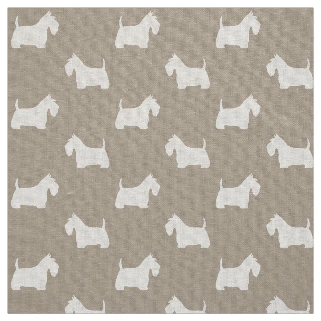 Tecido Silhuetas Brancas de Terrier Escocês | Cães Scotti (Modelo)