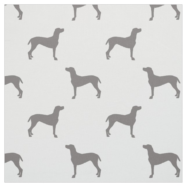 Tecido Silhuetas cinzentas de Weimaraner no fundo branco (Modelo)