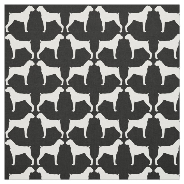 Tecido Silhuetas de Cachorro Boxer Preto e Branco Padroni (Modelo)