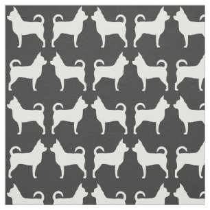 Tecido Silhuetas de Cachorro Chihuahua Cinza e Branco Pad