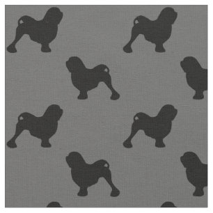 Tecido Silhuetas De Cachorro De Lowchen Patteradas