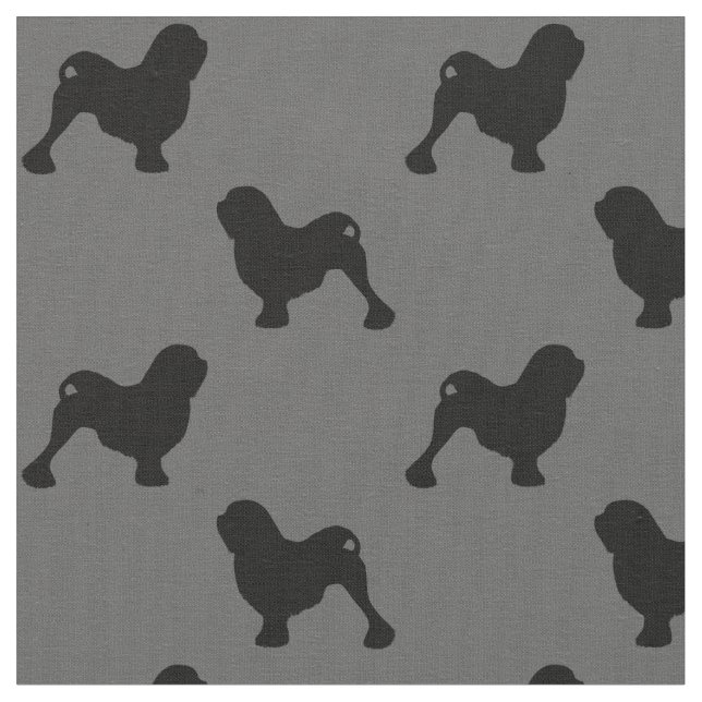Tecido Silhuetas De Cachorro De Lowchen Patteradas (Detalhe)
