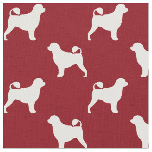 Tecido Silhuetas de Cão de Água Português Vermelho e Bran
