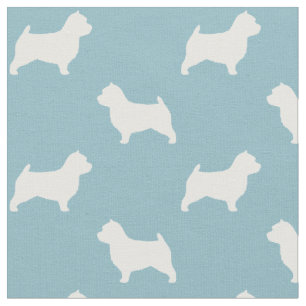 Tecido Silhuetas de Cão Norwich Terrier Azul e Branco