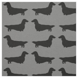 Tecido Silhuetas de Dachshund de Cabelo Comprido Cachorro