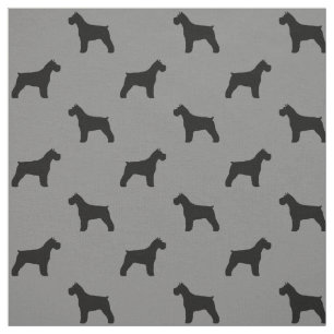 Tecido Silhuetas de Schnauzer Padrão Cinza e Preto