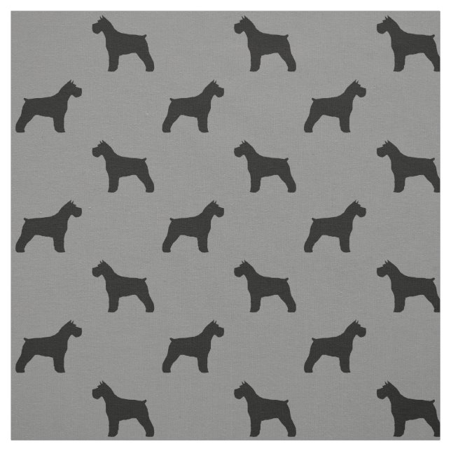 Tecido Silhuetas de Schnauzer Padrão Cinza e Preto (Modelo)