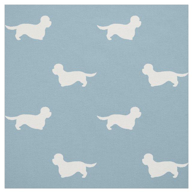 Tecido Silhuetas de Terrier Dandie Dinmont Azul e Branco (Modelo)
