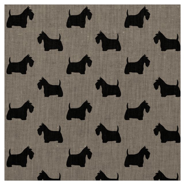 Tecido Silhuetas de Terrier Escocês | Cães Scottie Pretos (Modelo)