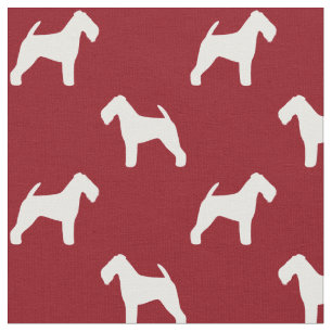 Tecido Silhuetas de Terrier Galês Cães Vermelho e Branco