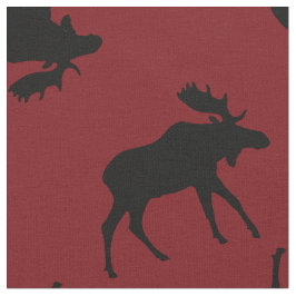 Tecido Silhuetas pretas dos alces no vermelho