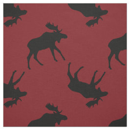 Tecido Silhuetas pretas dos alces no vermelho