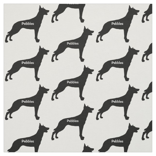 Tecido Silhuette de Cachorro Malinois Belga Personalizada (Modelo)