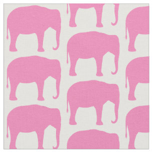 Tecido Silhuettes de Elefante Rosa Padrão