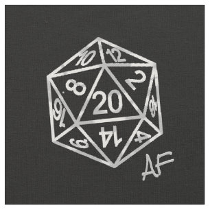 Tecido Silver D20 Crit AF   Tabletop Role Player Dice PNP