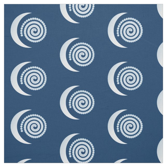 Tecido Silver Moon Spiral em azul escuro (Modelo)