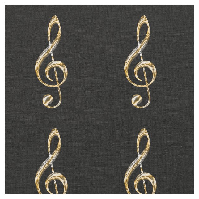 Tecido Símbolo Clef Dourado e Silver Music Figura Musical (Detalhe)