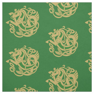 Tecido Símbolo de Cavalo Celta Dourado