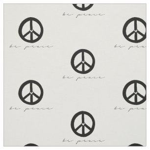 Tecido Símbolo de Paz de Preto e Branco