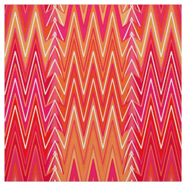 Tecido Símbolo étnico Chevron Damask, Coral Orange e Pink (Modelo)