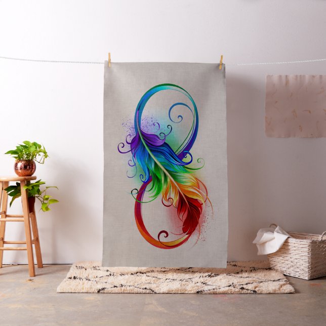 Tecido Símbolo Infinito com Pena Arco-Íris (In Situ)