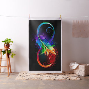 Tecido Símbolo infinito com pena de arco-íris
